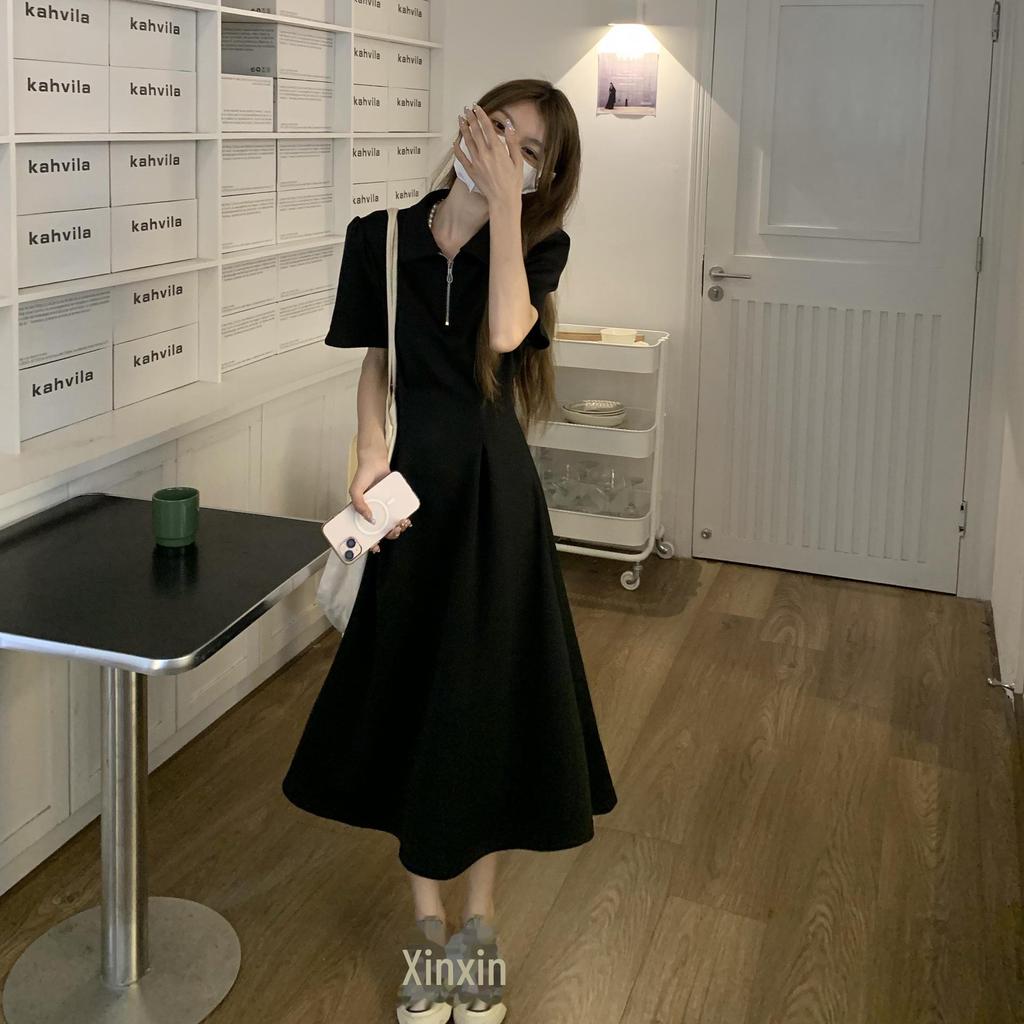 2023 Summer Trendy Plus Size Polo Collar Zipper Dress for Women
