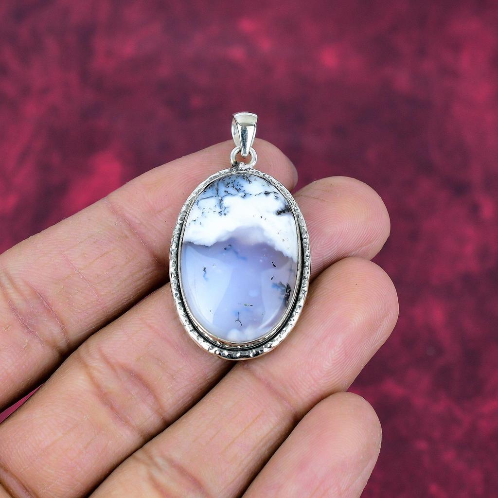 Dendrite Opal 925 Solid Sterling Silver Pendant, Handmade Gemstone Jewelry Pendant Gift For Birthday