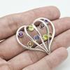 Silver heart pendant, multi gemstone pendant, 92.5% silver, designer heart jewelry, gift for her