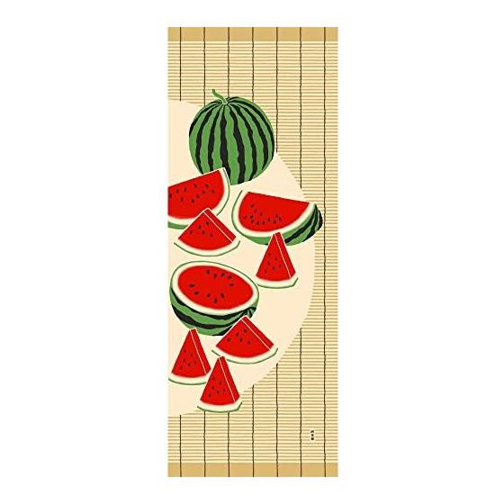 Hamamonyo Tenugui Towel: Watermelon and Reed Screen