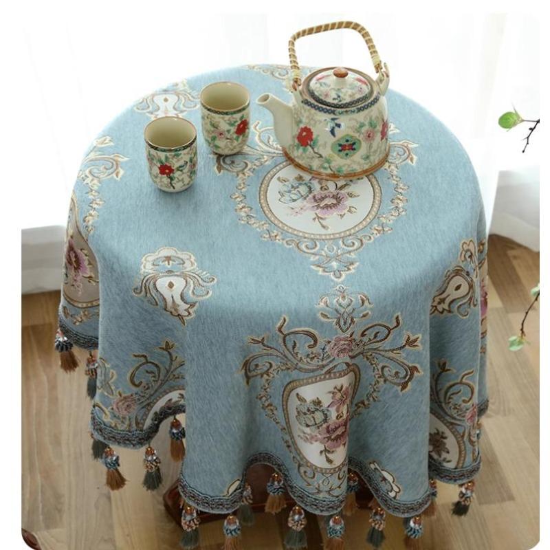 Luxxury Large Tassel Pendant TableclothThicken Round Table Cloth Neil Jacquard Living Room Coffee Cover Gift Home Wedding Decor