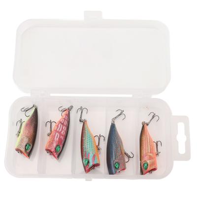 Top Water Fishing Lures Popper Lures Baits with Hooks Fishing Bait Set with Storage Box for