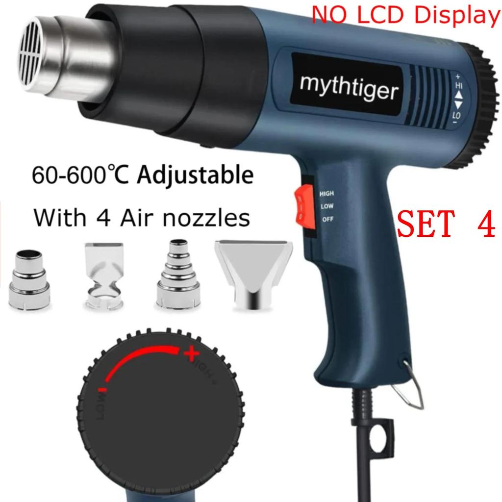 2000W Fast Heating Heavy Duty Heat Gun Kit Variable Temperature Control Overload Protection for Crafts, Shrink PVC, Peel Paint