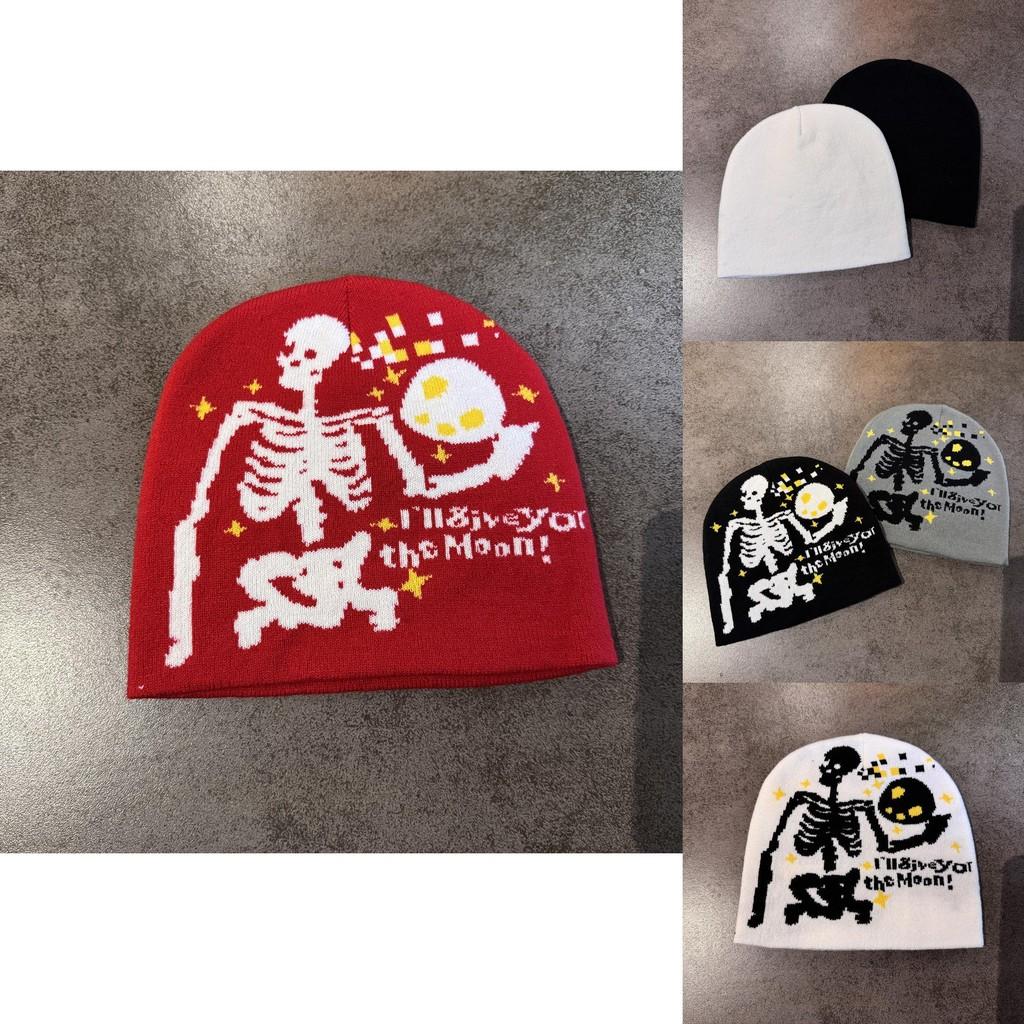 Halloween Skull Knit Hat With No Brim For Fall Winter Cozy Headgear