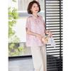 Pasite New Chinese Style Short Sleeve Top & Pants Set for Middle-Aged Women