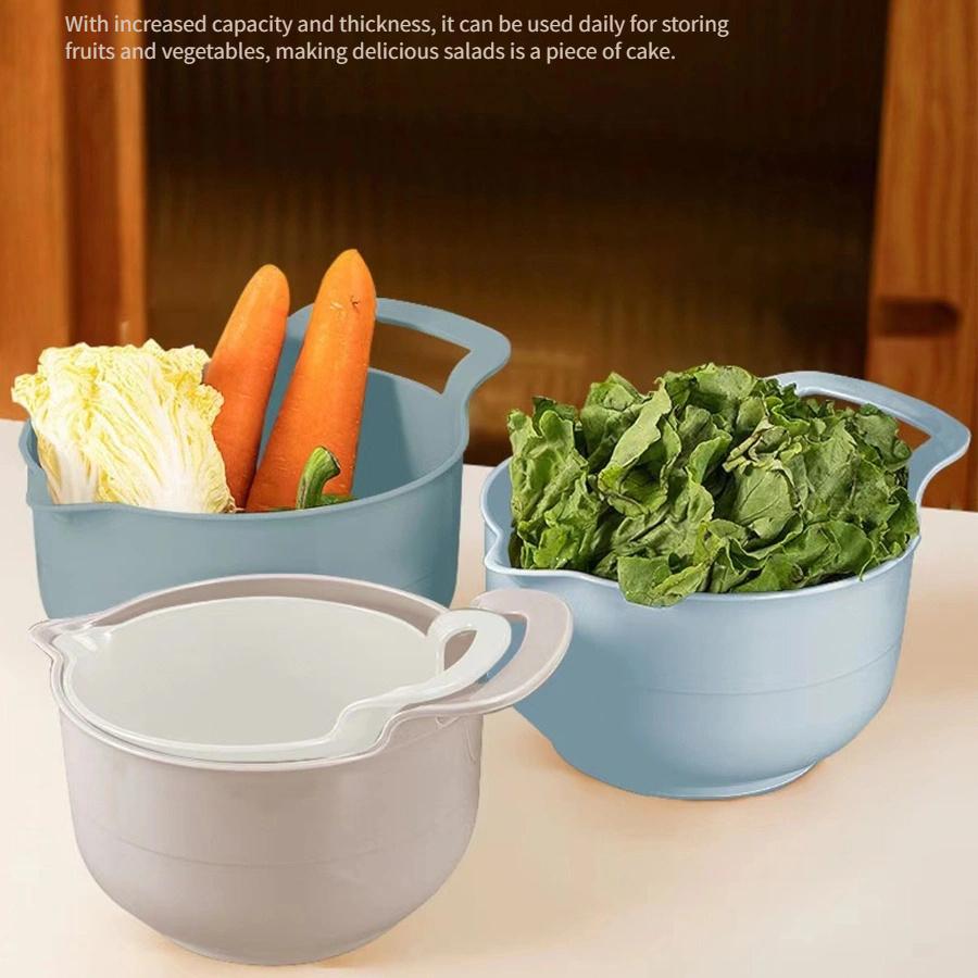 4PCS multi-functional baking flour mixing bowl Plastic fruit and vegetable salad tray handle easy storage kitchen wash basket