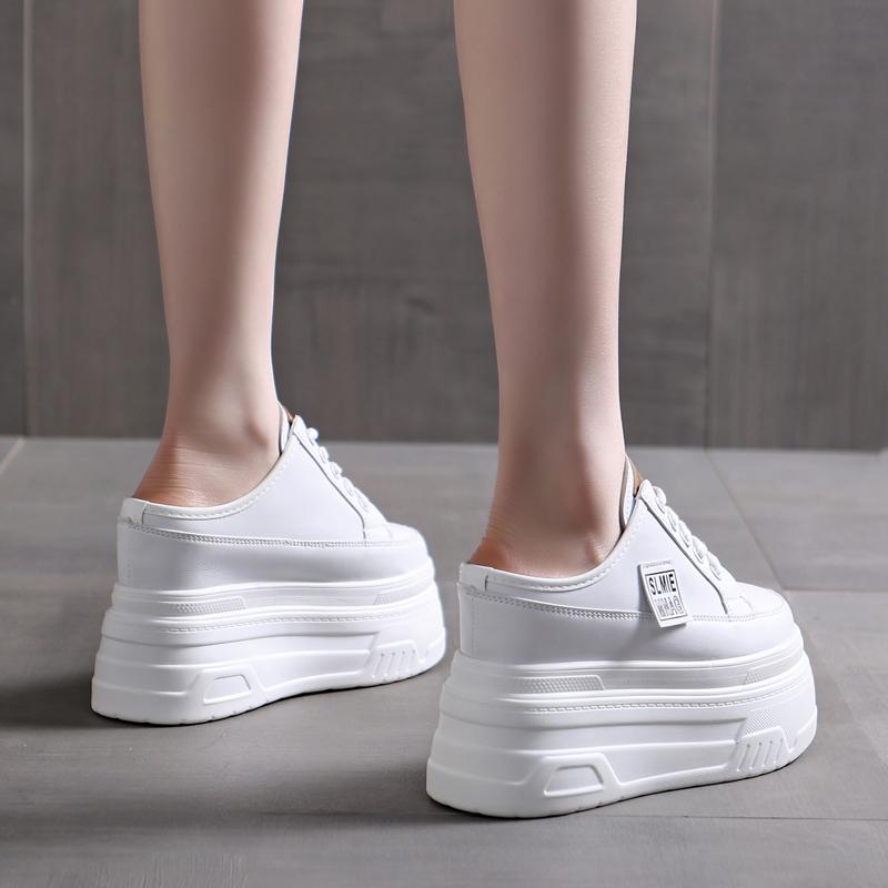 Mote 12CM Damesommersko Slip-on Ekte skinn Mote Kile Tøffel Plattform Kilesandaler Sandaler