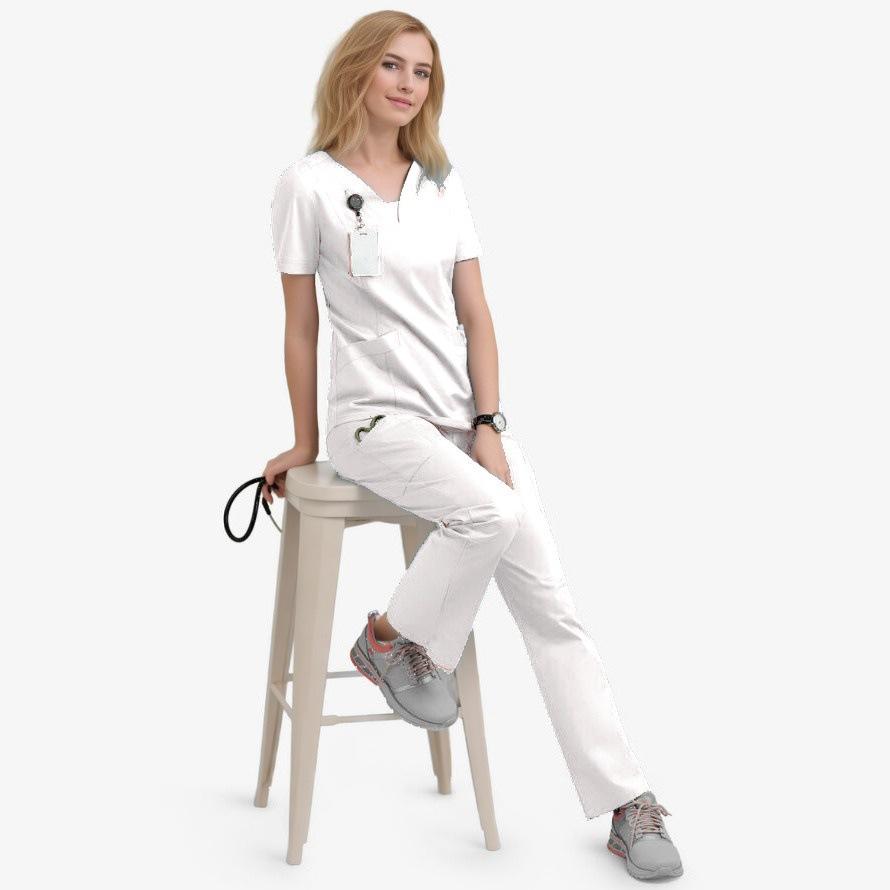 

Short Sleeved Women s Nursing Gown Set for Operating Room, Elastic Speed Dry Cleaning, Hand Clothes, Surgical Gowns, Doctor s XS белый