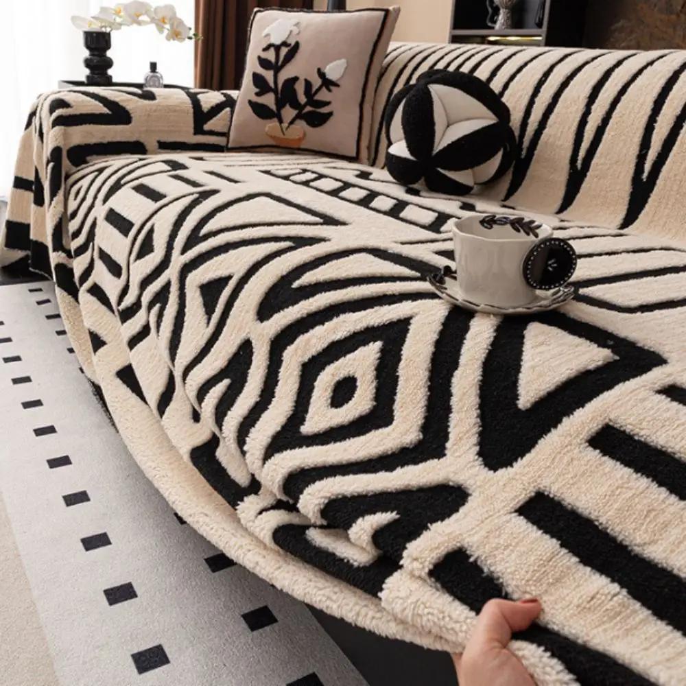 Fashion Full Cover Bohemian Style Sofa Protector Geometric Pattern Anti-slip Sofa Blanket Thicken Warm Sofa Cover Living Room