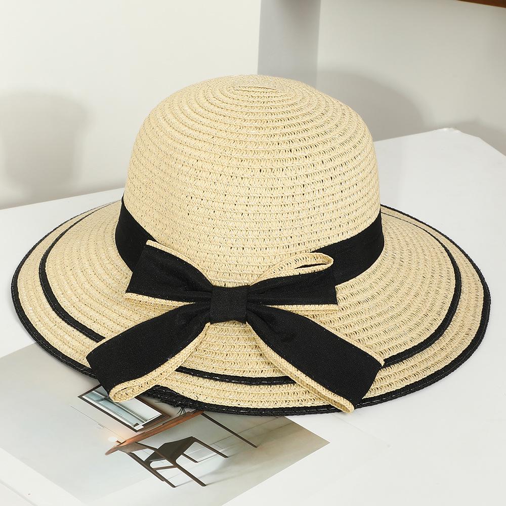 Dames Stro Zonnehoed met Brede Rand - Opvouwbare Strand- & Vakantiehoed
