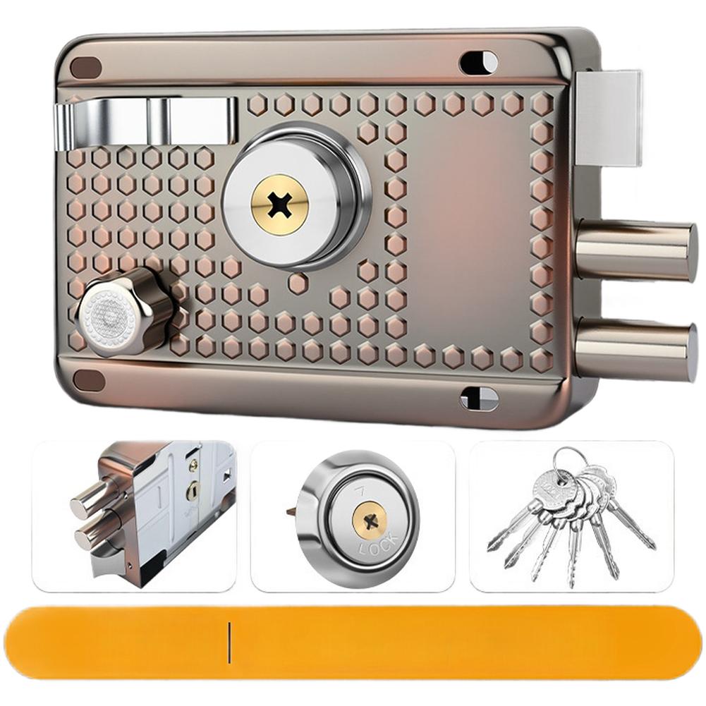 Cross Key Mortise Door Lock For SURFACE Mounted Suitable for Indoor Outdoor Use 12x8.5x7.2cm Iron Zinc Copper Heads
