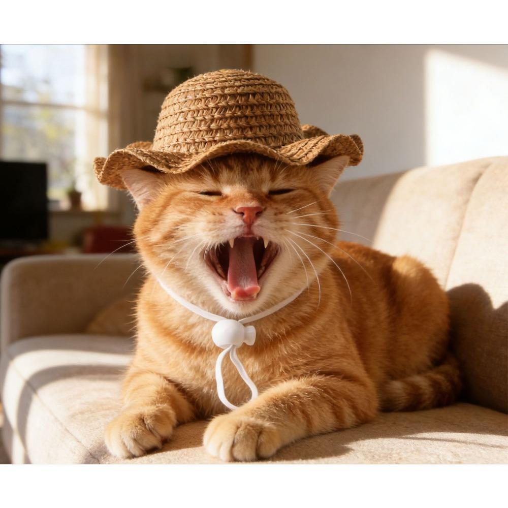 Pet weaving hat cat straw hat cat headgear pet photo jewelry explosive pet supplies