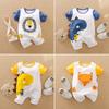YINOON Summer Baby Short Sleeve Shoulder Dinosaur Baby Newborn Baby 80 Yellow Clothes, Boys, Romper, Boys, Buttons, Pattern, Cotton, Clothes,