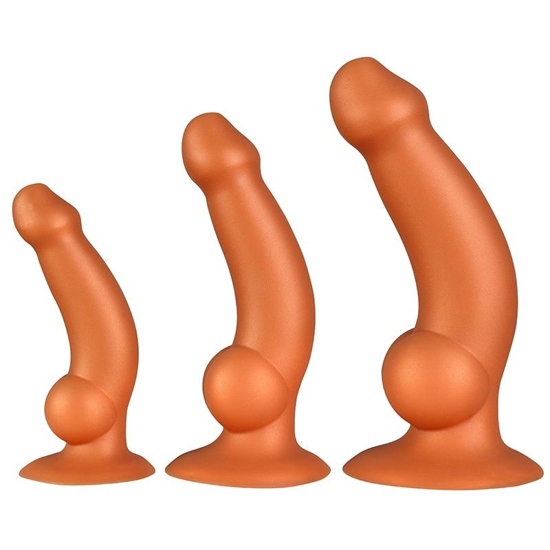 Liquid Silicone Anal Dildo with Suction Cup Soft Realistic Dick Penis Female Masturbator Big Butt Plug Sex Toy for Women Lesbian