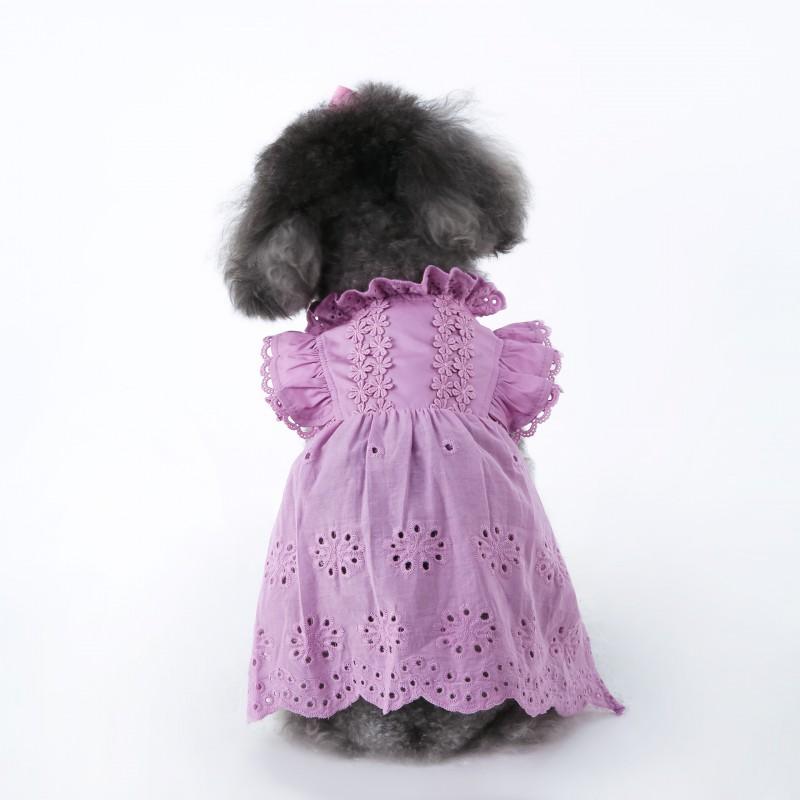 Huisdier Kant Fladderende Mouw Prinsessenjurk Teddy Poedel Kat Met Haaraccessoire