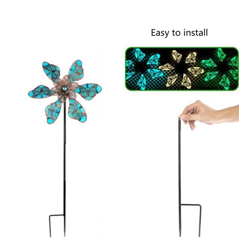 Metal Wind Spinner Stake Sculpture Ornaments For Outdoor Garden Yard Decoration Birthday Gift Easy Ground Installation