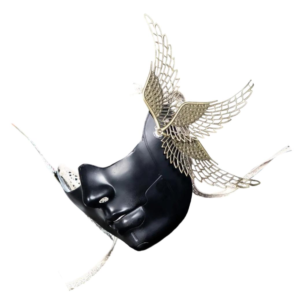 Halloween Mask with Wing Half Face Mask Mechanical Mask For Women Men Halloween Masquerade Halloween Cosplay Accessories