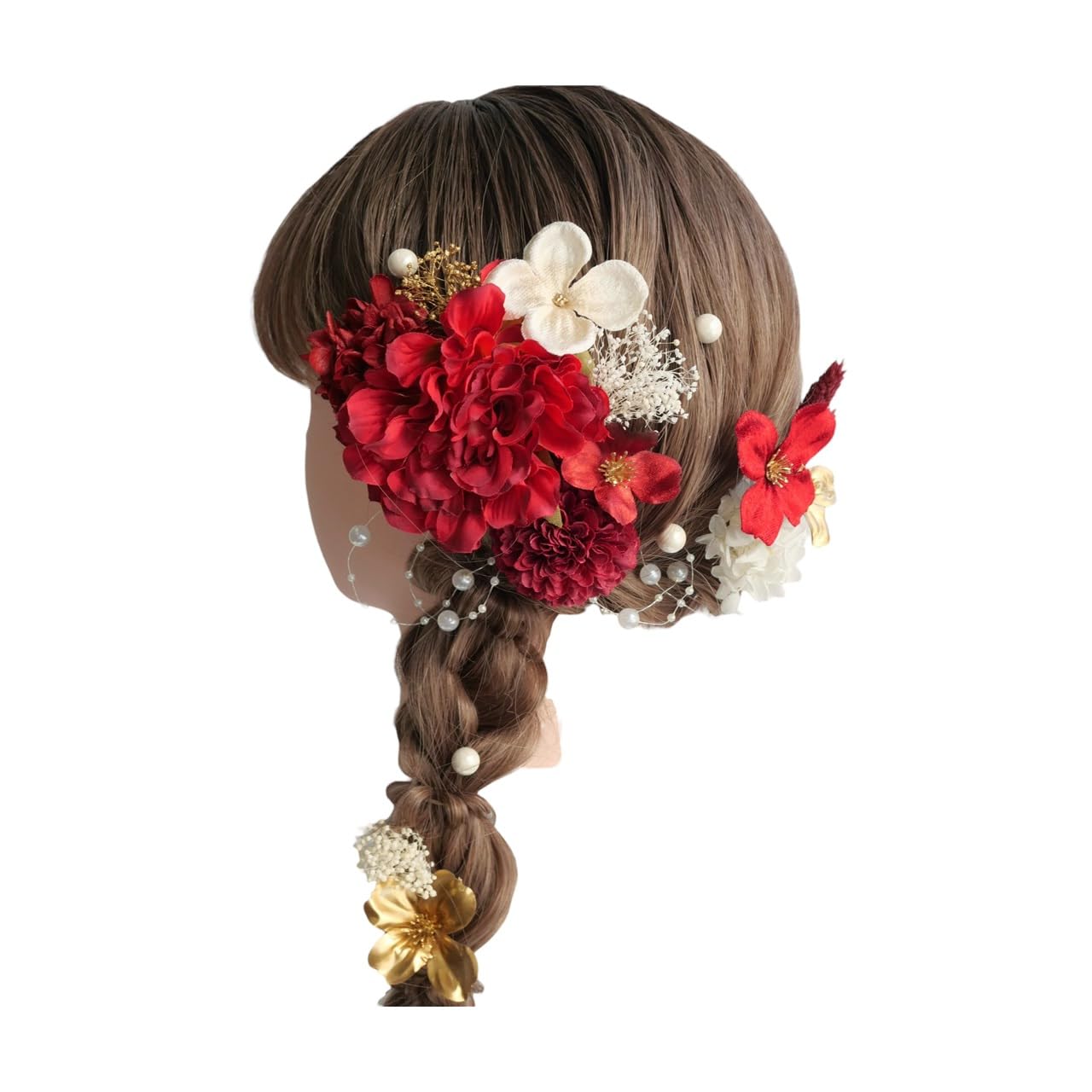 

[Lomeri] Artificial Flower Hair Ornament for Coming-of-Age Ceremony, Graduation Ceremony, Furisode Kimono, Wedding, and Traditional Japanese Attire