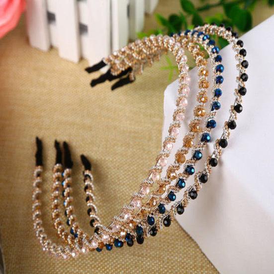 Fashion Single Row Handmade Girls Headband Rhinestones Women Hair Hoop Headwear