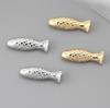 Copper Gold-Plated Retro Fish-Shaped Perforated Beads for DIY Bracelets & Necklaces