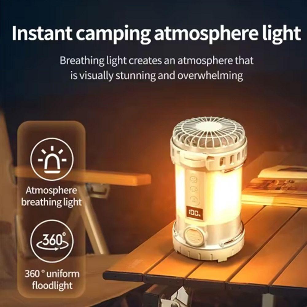 LCD Digital Display Camping Tent Light Three Wind Speed Searchlight LED Light with Fan  Emergency