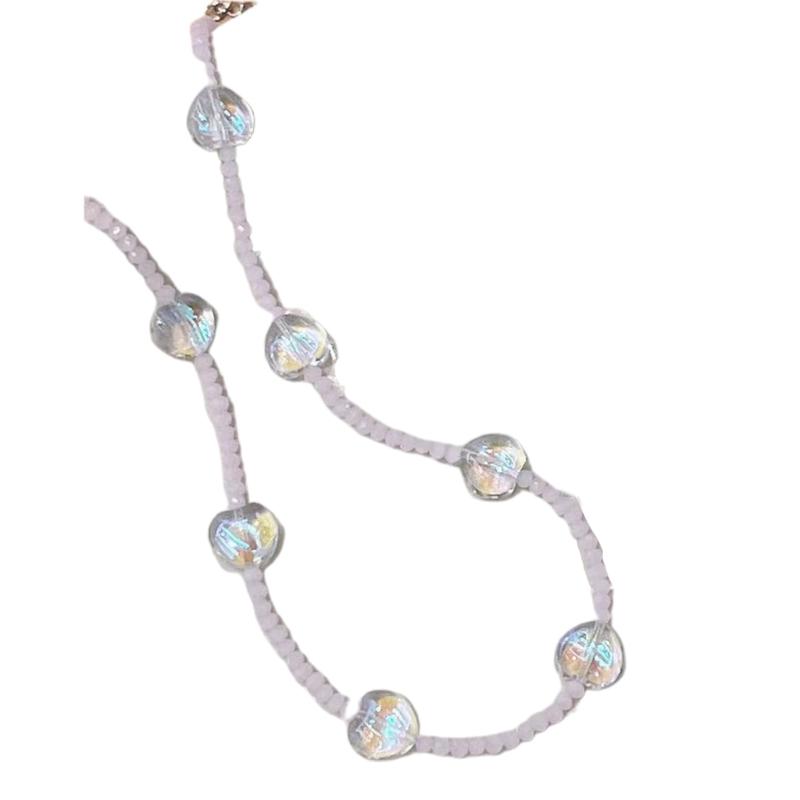 Y2K Glass Heart Star Butterfly Bead Pendant Necklace Bracelet for Women Clavicle Chain Fashion Valentines Day Gifts