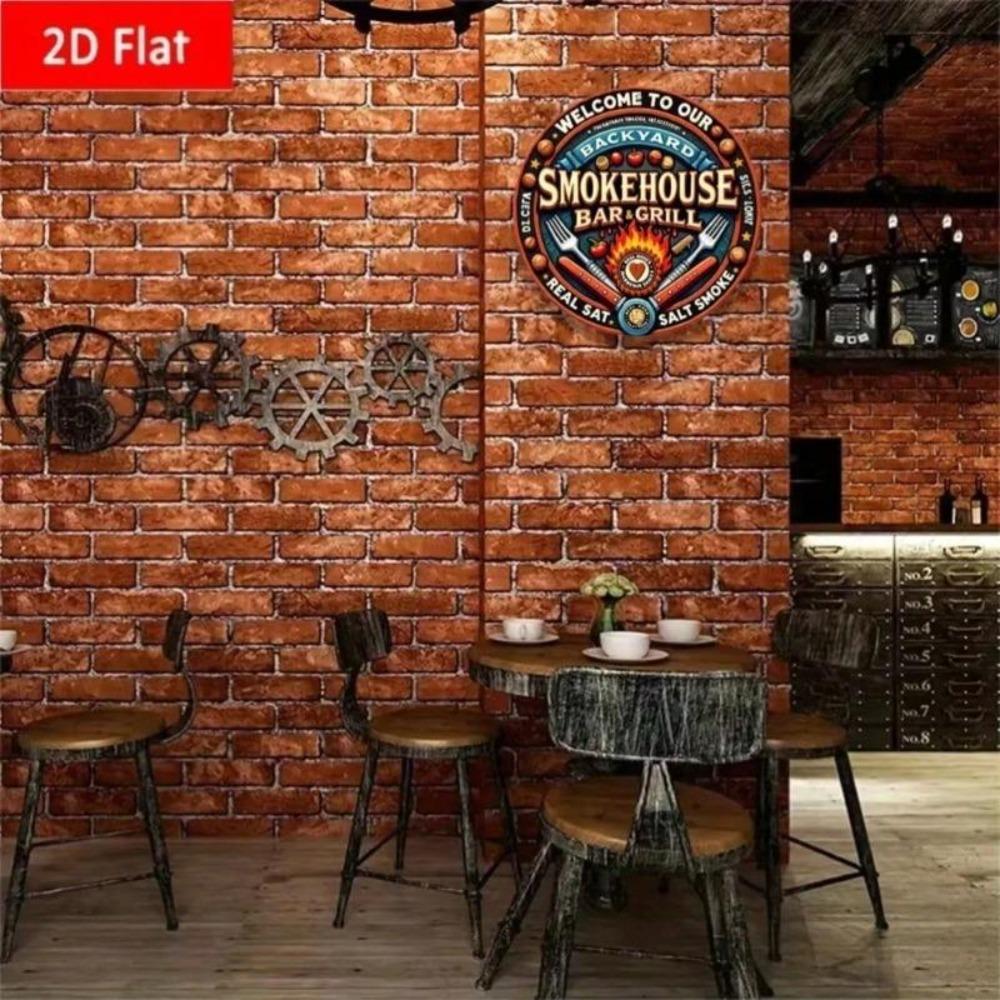 Metal Tin Sign Backyard Smokehouse Bar Grill Retro Wall Decor