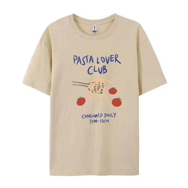 

Women Pasta Lover Club Graphic TShirt Retro Fruit Print Tee Short Sleeve Fashion Top Oversized Harajuku Y2k Streetwear TShirts 2XL