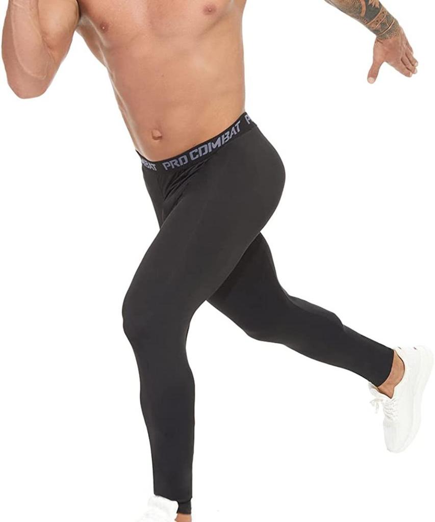 Pantaloni da yoga da uomo a tinta unita ad asciugatura rapida, leggings snellenti, pantaloni a compressione, strati di base, leggings attillati da yoga