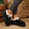 Warm Plush Thick Bottom Outdoor Slippers Women 2025 Winter Chunky Platform Wedge Heel Non Slip Indoor Slippers Furry House Shoes