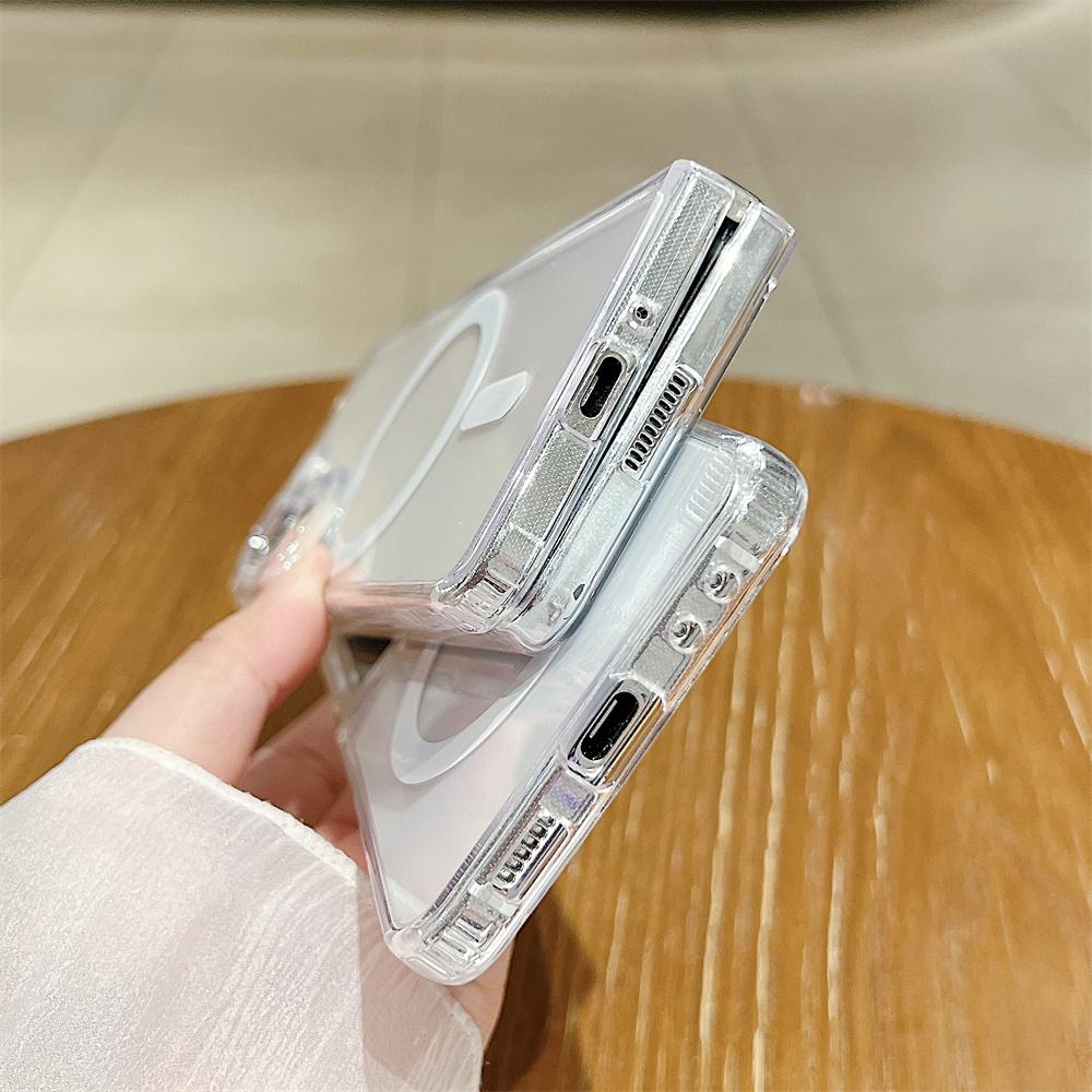 Magsafe Transparent Armour Magnetic Phone Case for Samsung Z Fold 5 4 6 3 Flip 6 4 5 3 5G Wireless Charging Protective Shockproof Business Cover