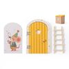 Dollhouse Cartoon Elf Door Room Wall Decoration Mini Fairy Door Ornaments Wood Fairy Elf Door