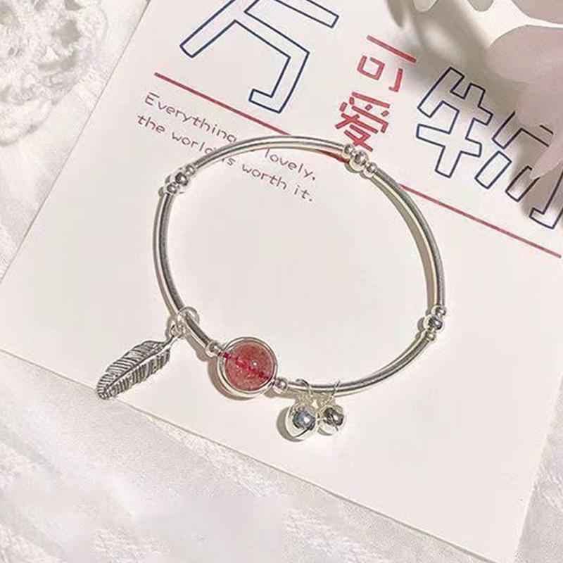 Kreatywna Różowa Piórkowa Srebrnego Koloru Koralikowa Bransoletka Temperament Liść Bransoletka Prosta Pasująca do Wszystkiego Biżuteria na Imprezę Prezent