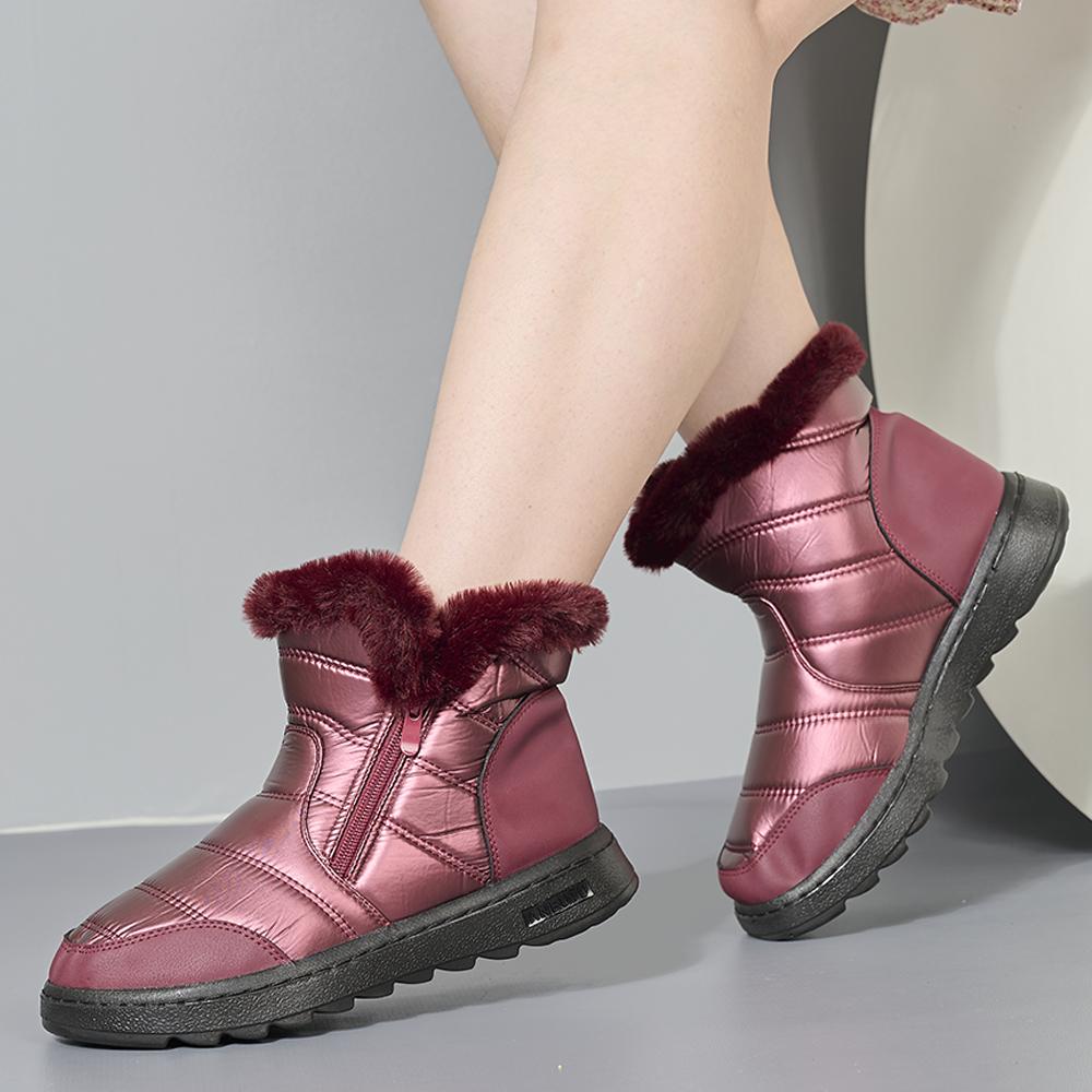 Stivali da neve da donna Stivaletti in pelliccia calda Stivali invernali impermeabili in peluche da donna Antilsip Stivali da donna alla moda Stivali slip-on con plateau