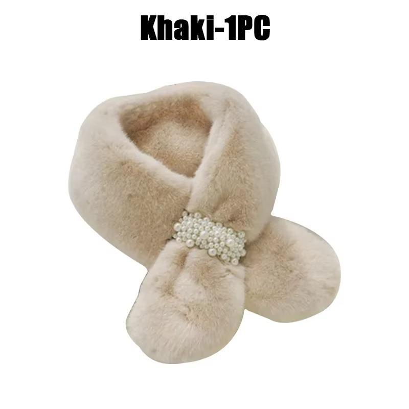 

1-10PCS Winter Pearl Button Plush Scarf for Women Thickened Faux Rabbit Fur Neck Warmer Korean Style Warm Ins Fashion Collar
