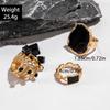 European and American exaggerated temperament alloy irregular gold hemming dripping oil ring women's retro personality versatile hand jewelry