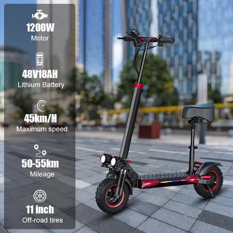 2026 Neuer E-Scooter J11 Max Faltbarer Elektroroller 1200W Motor 48V18AH 10-Zoll-Reifen Reise für Erwachsene mit Sitz 30-40 Meilen Elektroroller