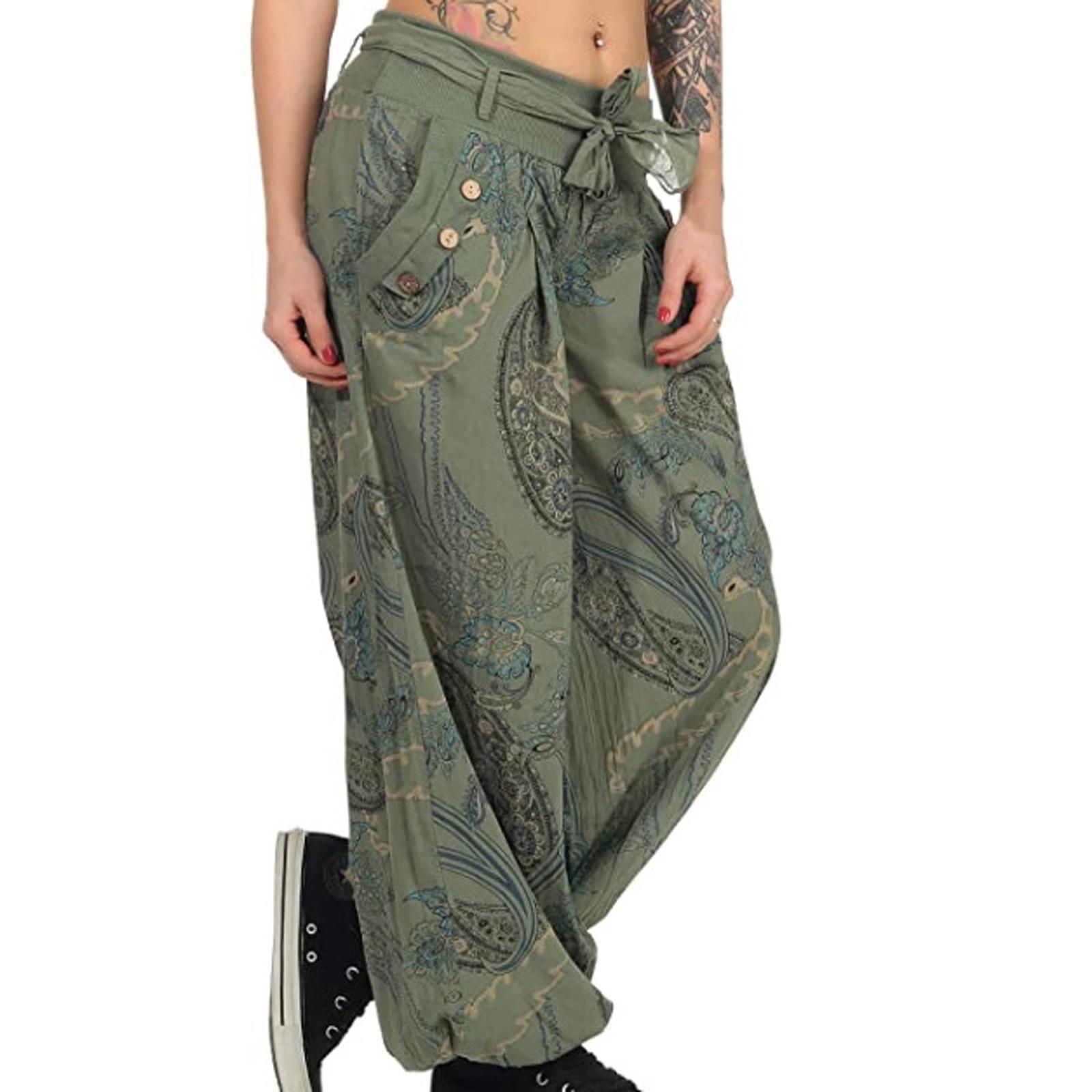 

Женские повседневные эластичные пояса с принтом больших размеров, прямые свободные длинные брюки XL армия зеленый