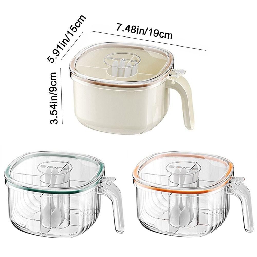 Sealed 4-compartment Seasoning Box Plastic Condiment Jar Durable Spice Storage Box  for Home