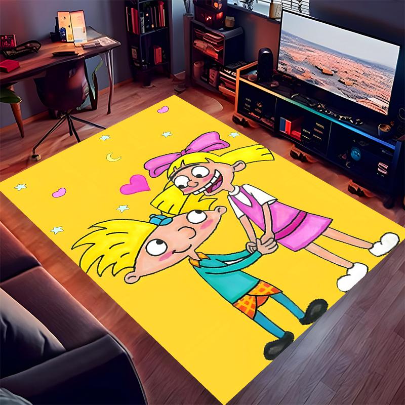 1pc Hey Arnold Print Area Rug - Soft,Washable Non-Slip Indoor Mat for Office Chairs,Living Room,Home Office Decorative Rug
