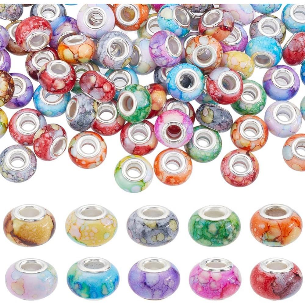 

12/25/50/100 шт. смоляные европейские бусины оптом 14 мм бусины с большими отверстиями ассорти большие смоляные цветные бусины-разделители изготовление ювелирных изделий браслет-ручка своими руками 12pcs разноцветный