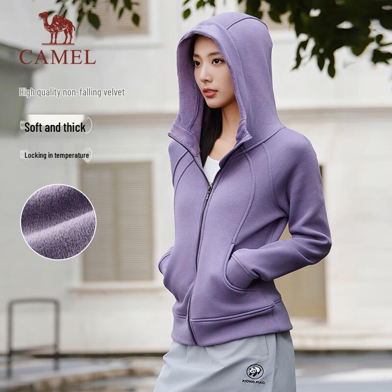 CAMEL Women's Slim Waist Fleece-Lined Hooded Sweatshirt