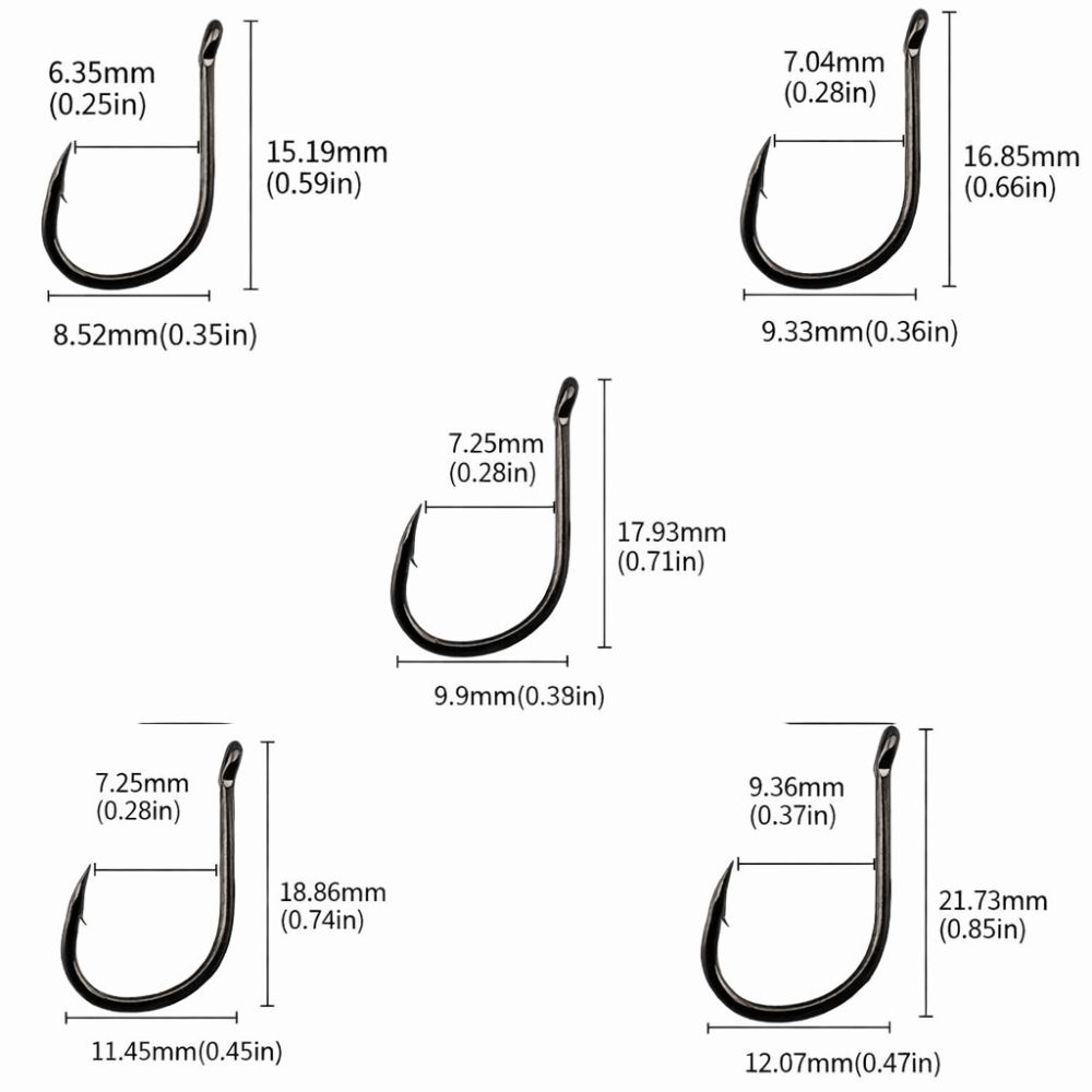 500PCS High Carbon Steel Fishing Hooks Set Sharpened Barb 3#-12# Barbed Fishing Hooks with Holes Black Fishing Hooks