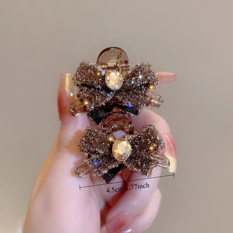 Diamond Studded Bow Small Hair Clip New Feminine Temperament Bangs Side Broken Hair Clip Fashion Small and Exquisite Grip Clips