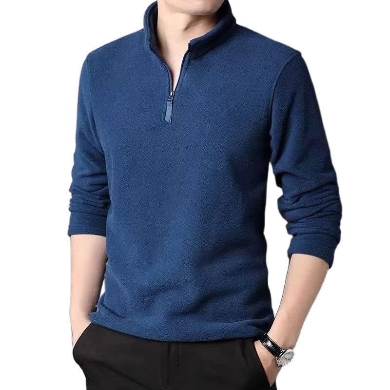 Men's Stand-Up Collar Half-Zip Long Sleeve Pullover for Autumn & Winter