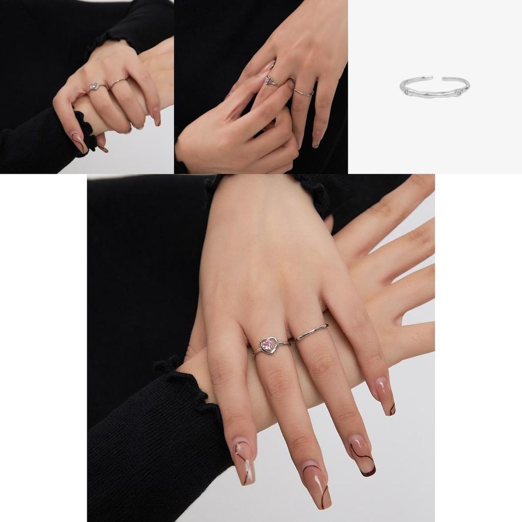 Exquisite Sweet Pink Zircon Open Adjustable Ring For Women Fashionable Trendy Design