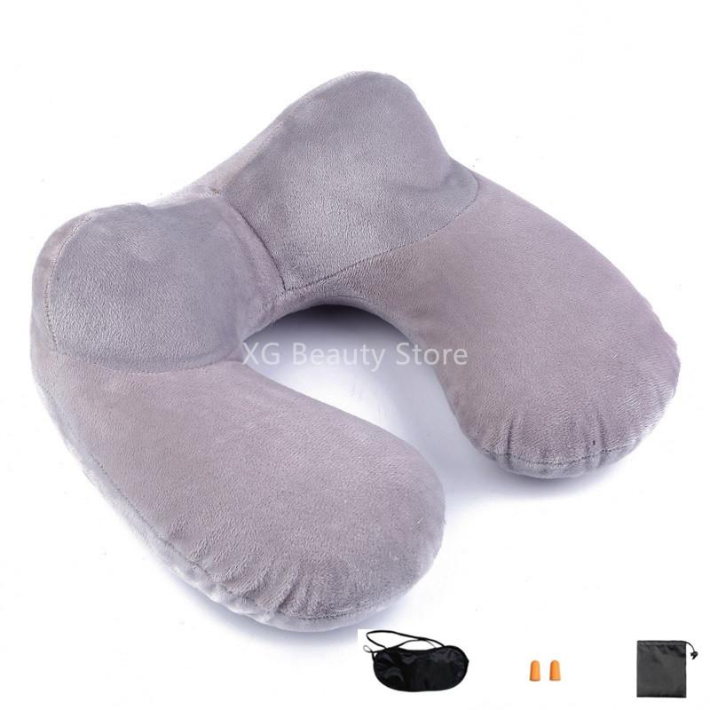 U-Shape Travel Pillow For Airplane Inflatable Neck Pillow With Eye Mask Earbuds Travel Accessories Comfortable Pillow For Sleep