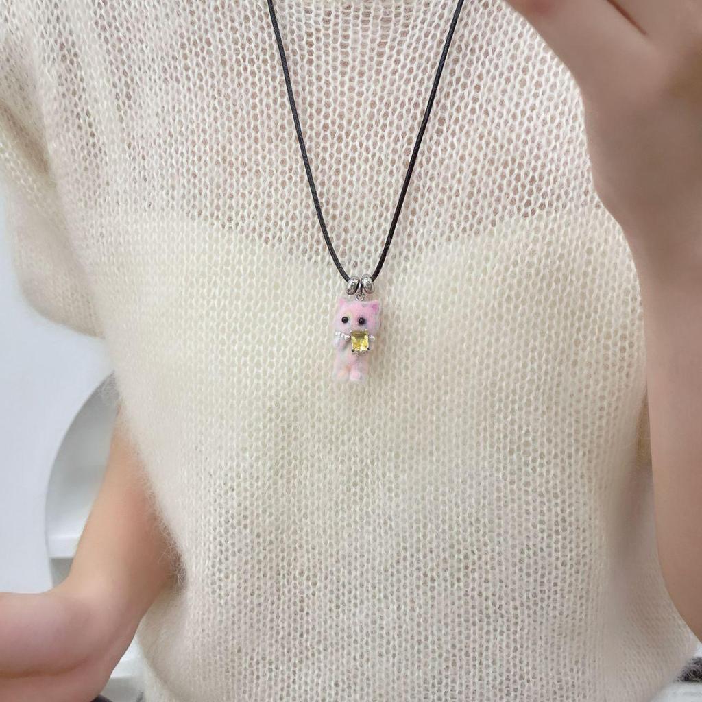Flocked Bear Sweater Chain: Fun, Niche Design for Autumn/Winter