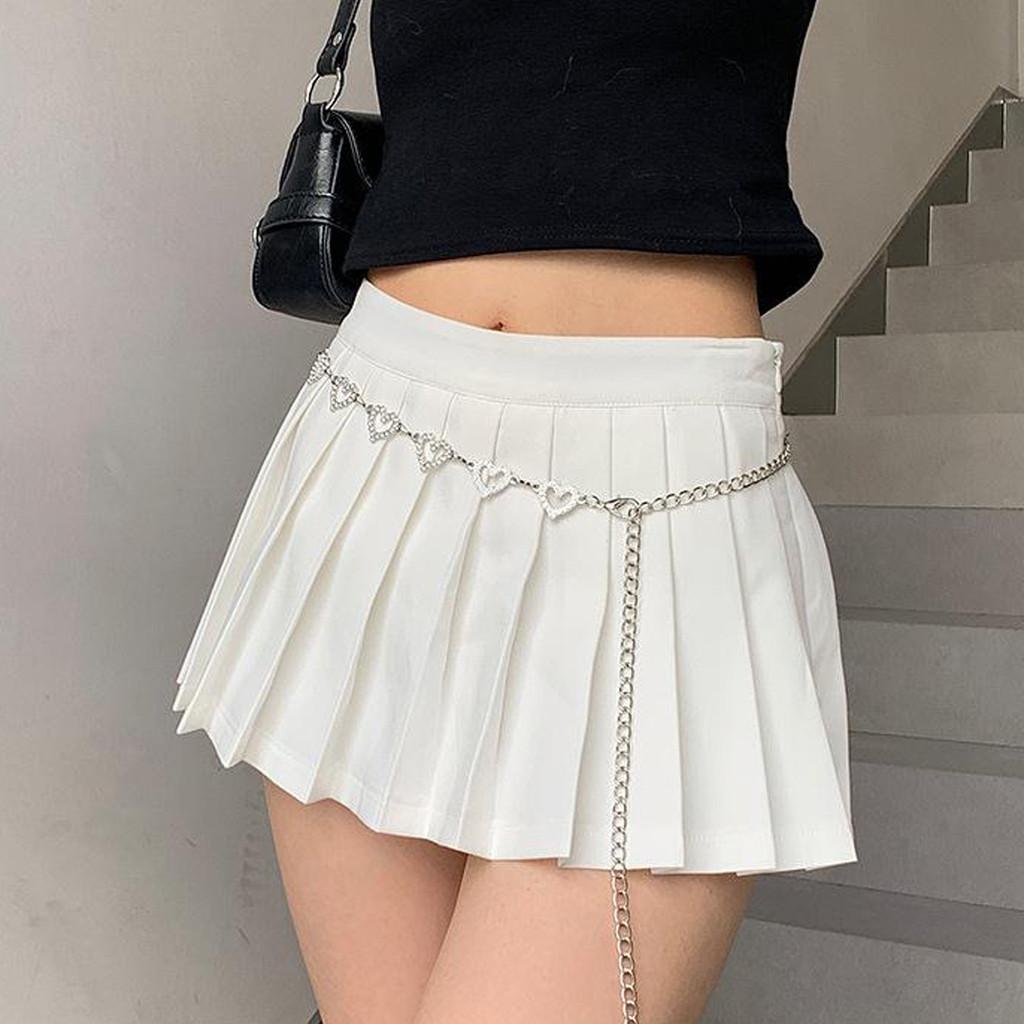 Heartshaped Waist Chain Belt For Women With Water Drilled Metal Summer Accessory