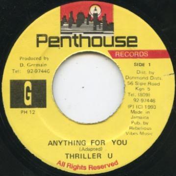 7inch Record THRILLER U - Anything For You NONE Penthouse Recor 1993 Jamaica Reggae, Ska & Dub Used